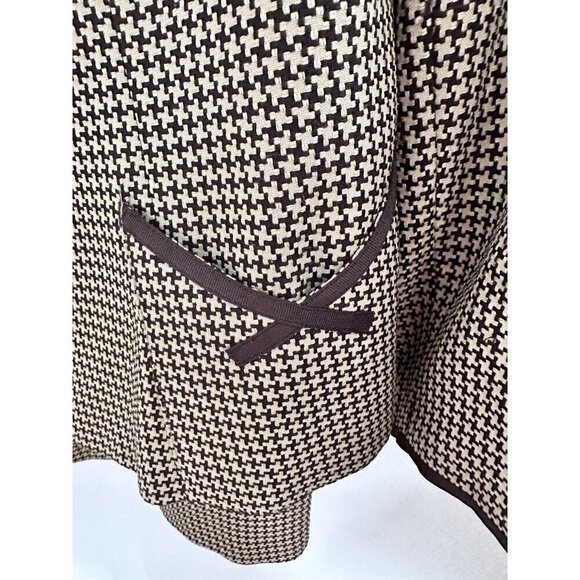 Blacker Brown Beige Houndstooth Tweed Pocket Jacket & Skirt Suit Set Sz 14W - Picture 3 of 12
